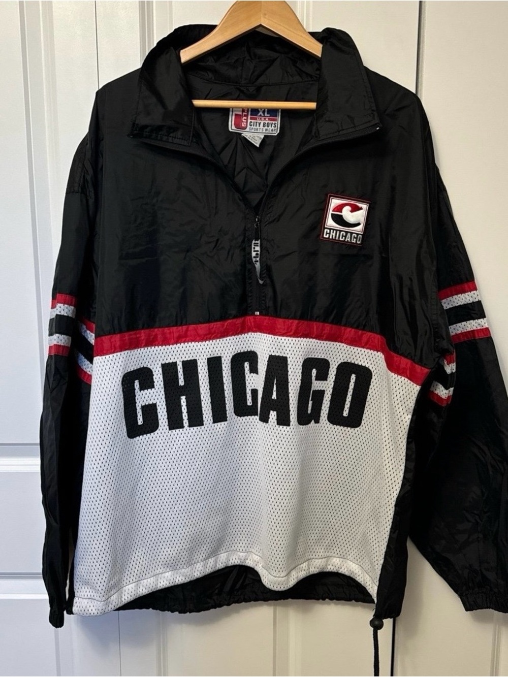 City Boys Chicago Pullover Windbreaker Adult XL Jacket - Black/White/Red